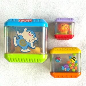 Vintage Fisher-Price Stack and Nest Blocks Peek A Square / Peek-A-Boo Blocks.